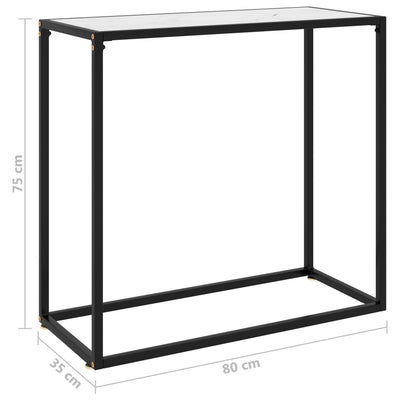 Konsolipöytä valkoinen 80x35x75 cm karkaistu lasi