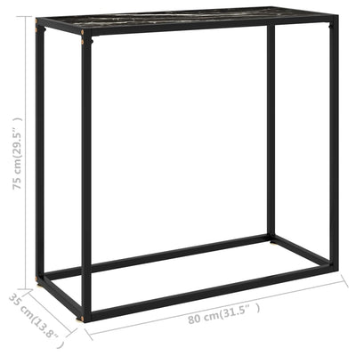 Konsolipöytä musta 80x35x75 cm karkaistu lasi