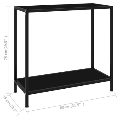 Konsolipöytä musta 80x35x75 cm karkaistu lasi