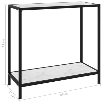 Konsolipöytä valkoinen 80x35x75 cm karkaistu lasi