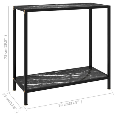 Konsolipöytä musta 80x35x75 cm karkaistu lasi