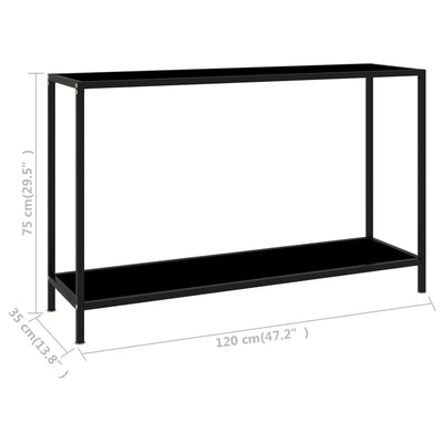 Konsolipöytä musta 120x35x75 cm karkaistu lasi