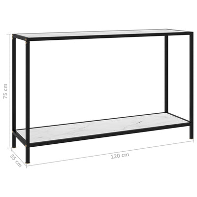 Konsolipöytä valkoinen 120x35x75 cm karkaistu lasi