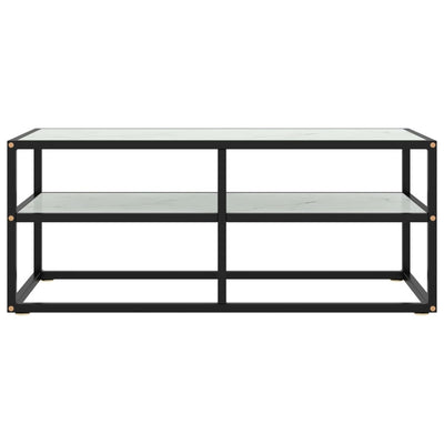 TV-taso musta valkoisella marmorilasilla 100x40x40 cm