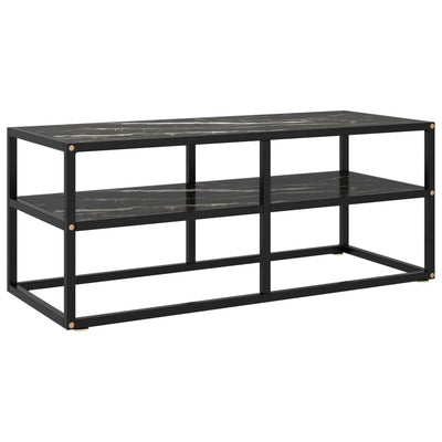 TV-taso musta mustalla marmorilasilla 100x40x40 cm