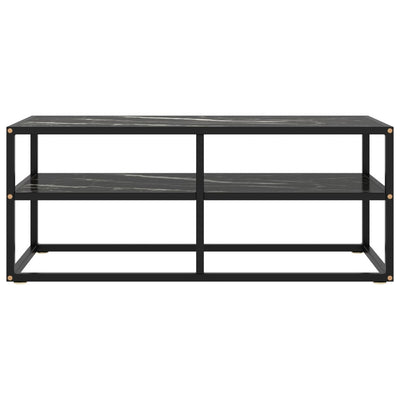 TV-taso musta mustalla marmorilasilla 100x40x40 cm
