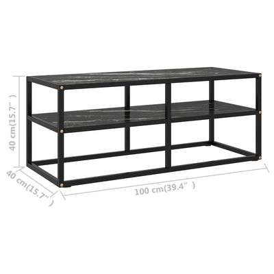 TV-taso musta mustalla marmorilasilla 100x40x40 cm