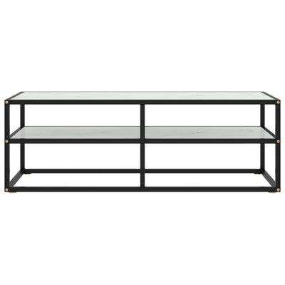 Musta valkoisella marmorilasilla tv-taso Smaranda 120x40x40cm