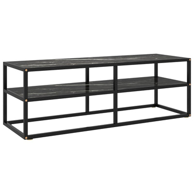 TV-taso musta mustalla marmorilasilla 120x40x40 cm