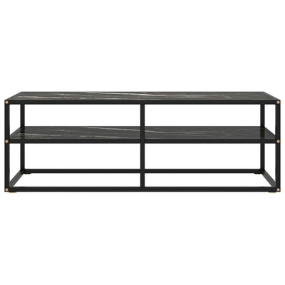TV-taso musta mustalla marmorilasilla 120x40x40 cm