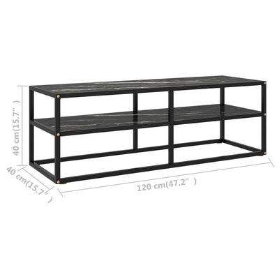 TV-taso musta mustalla marmorilasilla 120x40x40 cm