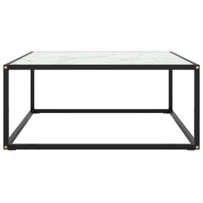 Musta valkoisella marmorilasilla sohvapöytä Aurora 80x80x35cm