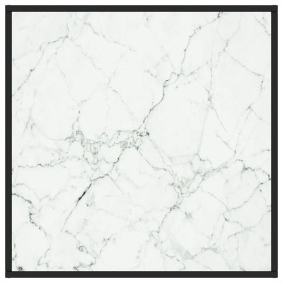Sohvapöytä musta valkoisella marmorilasilla 80x80x35 cm