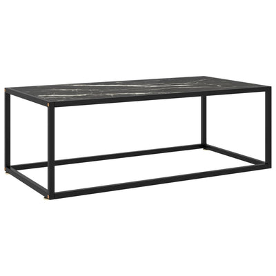 Sohvapöytä musta mustalla marmorilasilla 100x50x35 cm