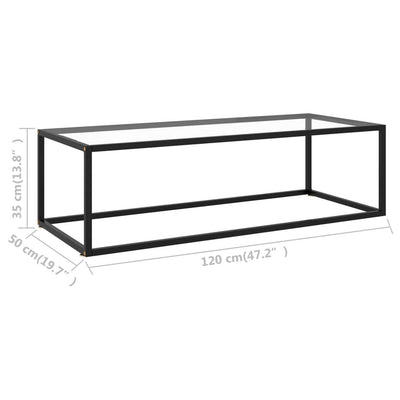 Sohvapöytä musta karkaistu lasi 120x50x35 cm