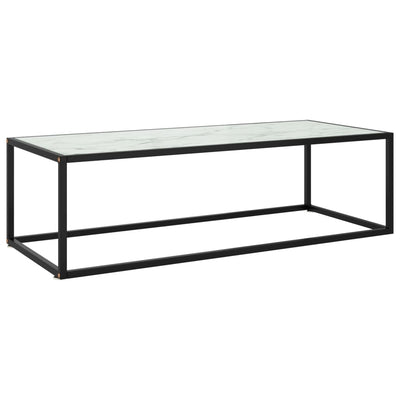 Sohvapöytä musta valkoisella marmorilasilla 120x50x35 cm