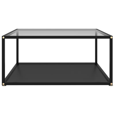 Sohvapöytä läpinäkyvä ja musta 80x80x35 cm karkaistu lasi