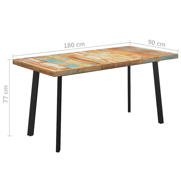 Ruokapöytä V-muotoisilla jaloilla 180x90x77 cm kierrätetty puu