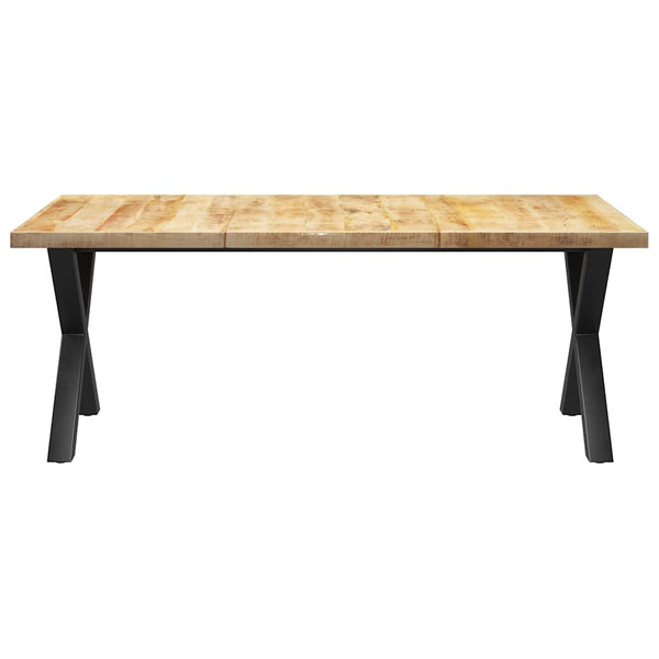Ruokapöytä X-muotoisilla jaloilla 200x100x77 cm täysi mangopuu