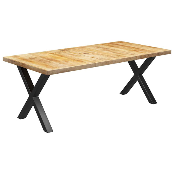 Ruokapöytä X-muotoisilla jaloilla 200x100x77 cm täysi mangopuu