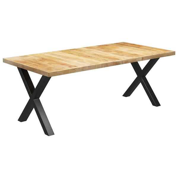 Ruokapöytä X-muotoisilla jaloilla 200x100x77 cm täysi mangopuu