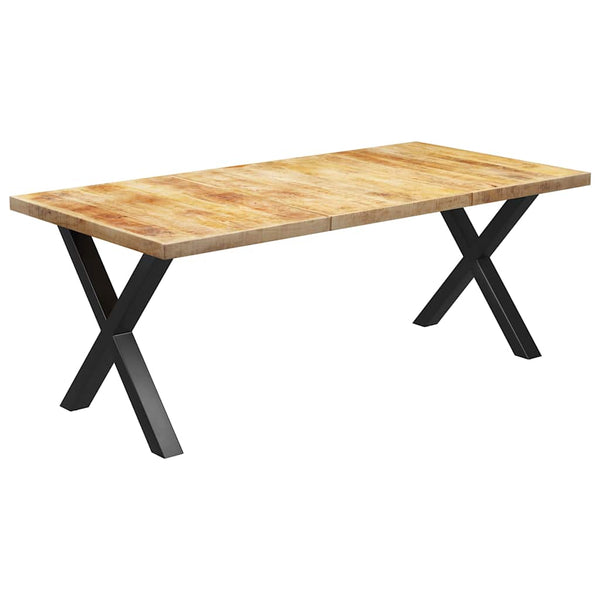 Ruokapöytä X-muotoisilla jaloilla 200x100x77 cm täysi mangopuu