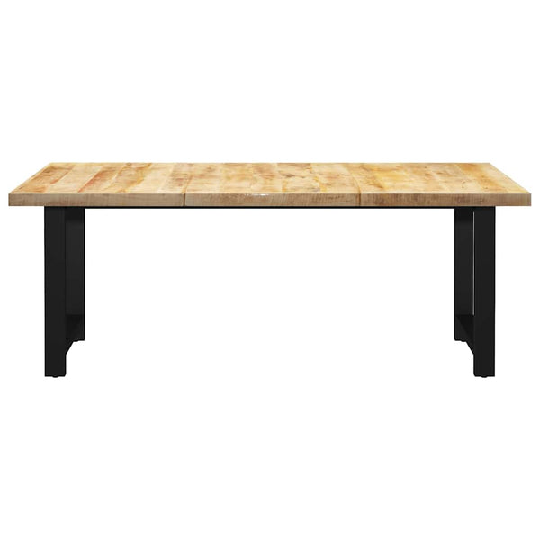 Ruokapöytä H-muotoisilla jaloilla 200x100x77 cm täysi mangopuu