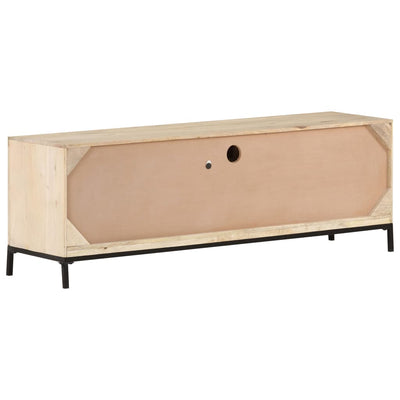 TV-taso 120x30x40 cm täysi mangopuu ja luonnollinen ruoko