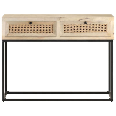 Konsolipöytä 100x35x76 cm täysi mangopuu ja luonnonruoko