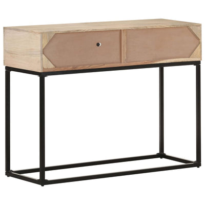 Konsolipöytä 100x35x76 cm täysi mangopuu ja luonnonruoko