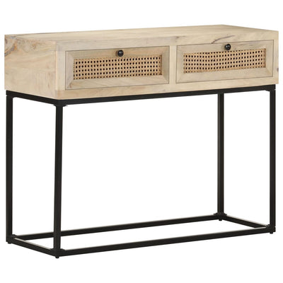 Konsolipöytä 100x35x76 cm täysi mangopuu ja luonnonruoko