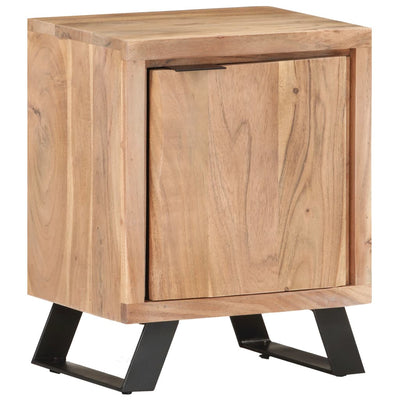 Yöpöytä 40x30x50 cm täysi akaasiapuu luonnolliset puureunat