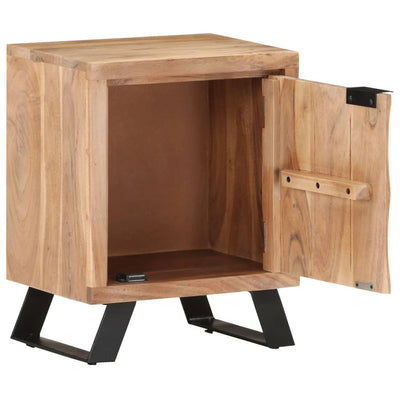 Yöpöytä 40x30x50 cm täysi akaasiapuu luonnolliset puureunat