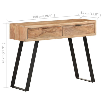 Konsolipöytä 100x35x76 cm täysi akaasiapuu elävillä reunoilla