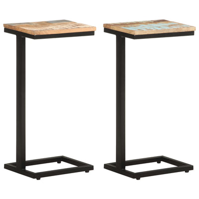 Sivupöydät 2 kpl 31,5x24,5x64,5 cm kierrätetty täyspuu