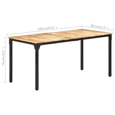 Ruokapöytä 160x80x76 cm karkea mangopuu