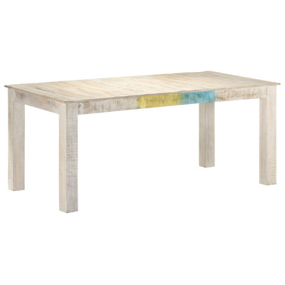 Ruokapöytä valkoinen 180x90x76 cm täysi mangopuu