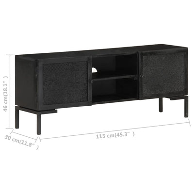 TV-taso musta 115x30x46 cm täysi mangopuu