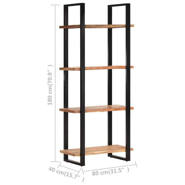 Kirjahylly 4 tasoa 80x40x180 cm täysi akaasiapuu