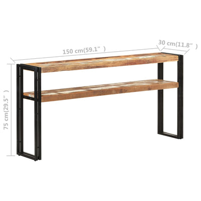 Konsolipöytä 150x30x75 cm kierrätetty täyspuu