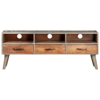 TV-taso harmaa 130x35x51 cm täysi karkea mangopuu
