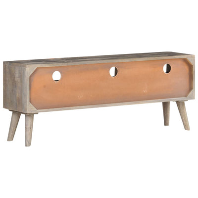 TV-taso harmaa 130x35x51 cm täysi karkea mangopuu