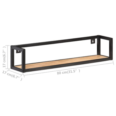 Seinähyllyt 2 kpl 80 cm karkea mangopuu