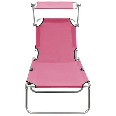 Kokoontaitettava aurinkotuoli katoksella teräs magenta pinkki