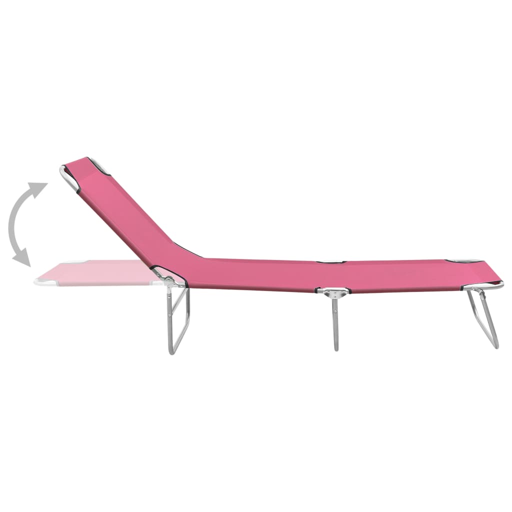Pinkki kokoontaitettava aurinkotuoli Rogzana (teräs ja kangas)