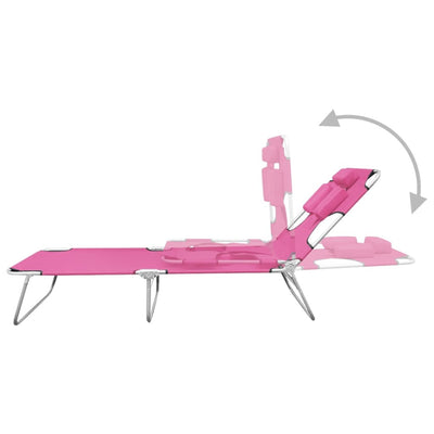 Kokoontaitettava aurinkotuoli päätuella teräs magenta pinkki