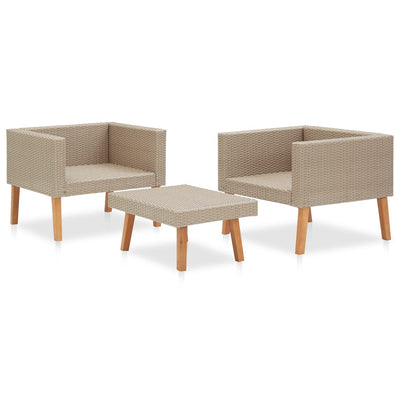 3-osainen Puutarhasohvasarja tyynyillä polyrottinki beige