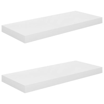 Kelluvat seinähyllyt 2kpl korkeakiilto valk. 60x23,5x3,8 cm MDF