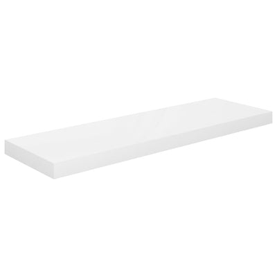 Kelluvat seinähyllyt 2kpl korkeakiilto valk. 80x23,5x3,8 cm MDF
