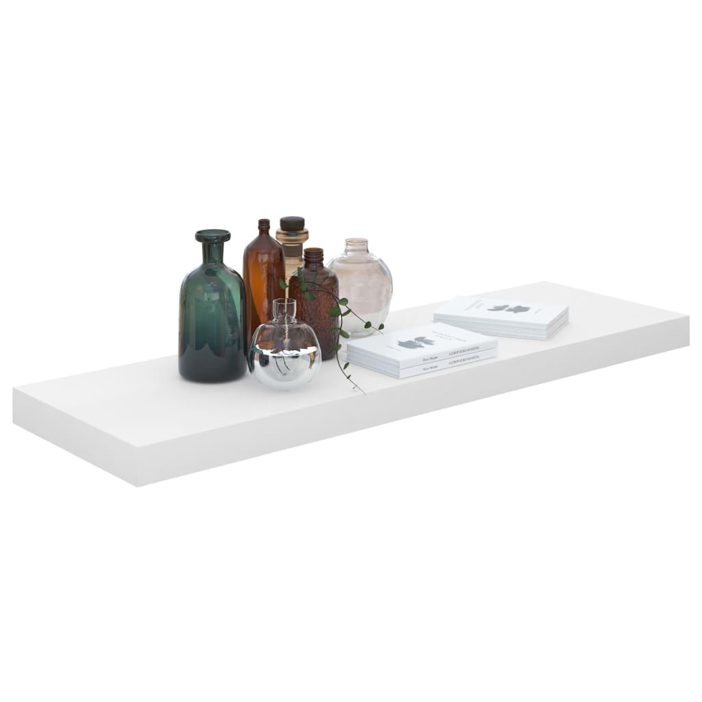 Korkeakiilto valk kelluvat seinähyllyt Chan 80x23,5x3,8cm (4 kpl mdf)